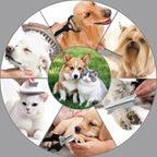 7PCS Dog Grooming Brush Kit for Shedding and Matted Fur, Self-Cleaning Slicker Brush with Undercoat Rake, Flea Comb for Long-Haired Pets, Grey