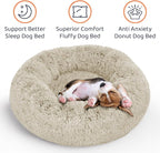 Donut Dog Bed - Premium Comfort for Anxiety Relief - Fluffy & Calming Design with Ultra-Plush Support | Cozy Round Dog Bed with Super Soft Circle Style (Cream, Small)