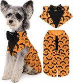 Kuoser Dog Tuxedo, Dog Suit and Bandana Set, Dogs Costume with D-Ring | Formal Dog Outfit with Detachable Bowtie Collar for Wedding, Birthday, Party, Christmas, Halloween, Halloween S