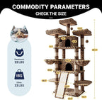 Allewie 82 Inches Large Cat Tree/House/XXL Tall Cat Towers for Big Feline/Scratching Post/Multi-Level Large Kitty Climbing Tree with Condo/Leopard Print