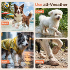 Soft Dog Shoes for Hot Pavement, Breathable Vented Dog Boots, Khaki, Size 6 | 4 Pack, Soft Rubber Material, Lightweight, Anti-Slip Soles, Reflective Strap, Wide Opening, Summer Walks, Medium & Large Dogs