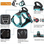 tobeDRI No Pull Dog Harness Adjustable Reflective Oxford Easy Control Medium Large Dog Harness with A Free Heavy Duty 5ft Dog Leash, Black/Blue, XL