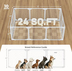 Dog Playpen Indoor, 10 Panel, 24" White Metal Puppy Playpen | Diamond Mesh Chew Resistant, Tool-Free Assembly, Easy Clean, Portable Design, Dog Exercise Pen for puppies and small dogs
