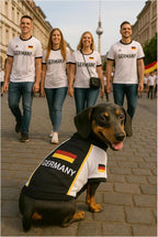 Parisian Pet Team Germany Dog Jersey - Breathable Mesh Puppy Football Jersey - Lightweight Stretch Sporty Dog Clothes - Summer Shirts for Medium Dogs - Soccer Jersey for Dogs - Sportswear Pet Clothes