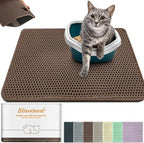 Cat Litter Mat 24"x16",Double Layer EVA Litterbox Mat Brown | Extra Large Honeycomb, Waterproof & non-slip, Odor-free, easy clean, washable durable floor protector,scatter control