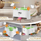 3-in-1 Automatic Interactive Cat Toy, Flying Bird, Mole & Feather | Rotating feather, 3 play modes, cheese-shaped non-slip base, USB-C rechargeable 1200mAh battery, 8-minute auto shutoff