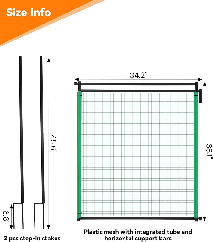 Temporary Fence Gate,3' Height,Garden Fence Mesh Door, Free Open and Close Boundary for Garden Backyard Outdoor Animal Protect, Non Electric Safe for Children and Dog