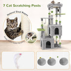 Globlazer Cat Tower for Indoor Cats, Heavy Duty Cat Trees for Large Cats Adult Big Cats Maine Coon Cat Tree Tower with Scratching Post, Extra Large Top Perch, Cat Condos, F61, Light Grey, 61inch