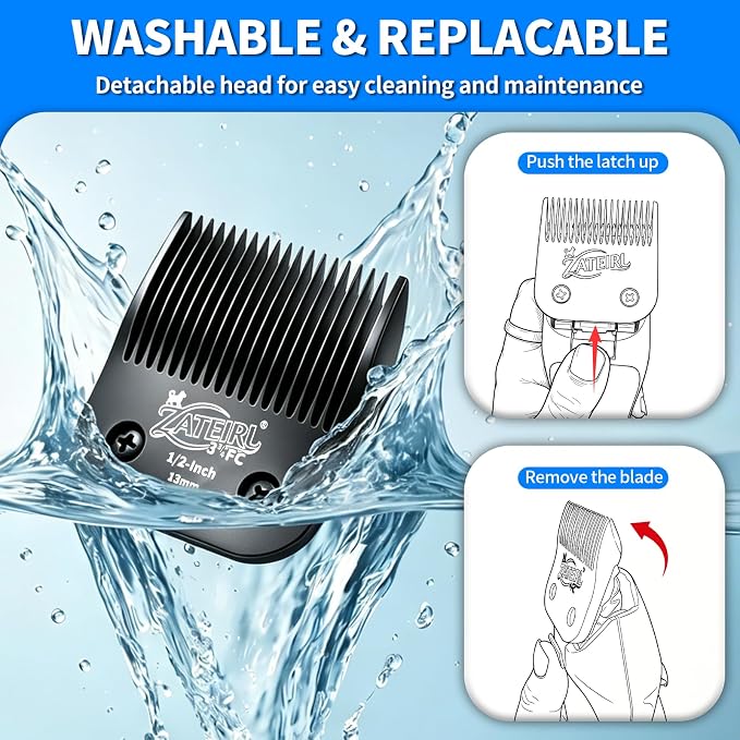 Size 3-3/4FC Detachable Pet Grooming Clipper Blade with Steel Cutter, 1/2 Inch (13 mm) Cut Length, Black, Compatible with Andis, Oster A5, Wahl KM10, 1 Pack