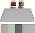 Silicone Cat Litter Mat 42" x 29" Cat Mat for Litter Box, Light Grey | Extra Large Cat Litter Trapping Mat for Floor, Waterproof, Non-Slip Kitty Litter Box Mat with Raised Edge, Easy to Clean