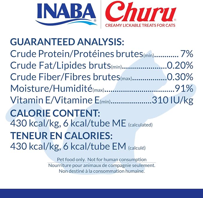 INABA Churu Cat Treats, Lickable, Squeezable Creamy Purée with Vitamin E, 0.5 Ounces per Tube, 120 Tubes Total, Tuna Variety