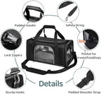 Wakytu TSA Approved Pet Carrier for Small Cats and Dogs,17.7x11x8.3, Black | 3 entrances & 5 vents, waterproof rip-stop, anti-escape locks, padded strap,plane underseat,cat dog carrier