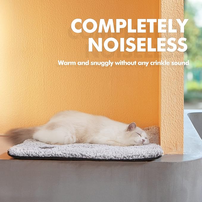 Self Warming Cat Bed Self Heating Cat Dog Mat Pad 29.1 x 18.9 in Extra Warm | Non Electric, Self Heated Cat Bed for Indoor Outdoor Pets, Removable Washable Cover, Non Slip Bottom, Crinkle-Free, Grey