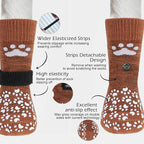 EXPAWLORER Anti Slip Dog Socks to Prevent Licking Paws, Dog Shoes for Hot Pavement, Dog Booties for Small Medium Large Senior Dogs, Traction Control Boots & Paw Protectors for Hardwood Floors Caramel