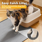 Pieviev Extra Large Silicone Litter Box Mat, Easy to Clean, 40'' x 28'' | Extra-Large Coverage Area Litter Mat, Soft on Kitty Paws, Grooves Reduce Waste, Raised Edges Trap Urine and Spills.