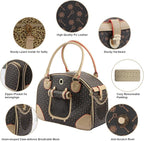 Fashion Dog Carrier PU Leather Dog Handbag Dog Purse Cat Tote Bag Pet Cat Dog Hiking Bag, Brown, Large 42 * 29 * 18cm
