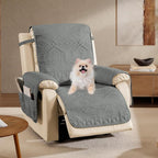Boho Gray Quilted Recliner Covers, Water-Repellent Recliner Slipcovers, Lazy Boy Chair Covers, Pet Friendly Recliner Cover for Dogs Cats, Washable Furniture Protector (Recliner 22", Gray)
