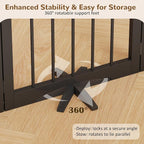 Free Standing Dog Gate Indoor, Foldable Dog Gate for Doorways Stairs | 3-Panel Freestanding Pet Gate with Support Feet for Stability, Folding Puppy Gate Easy to Move, Doggy Gate 54"x24", Black