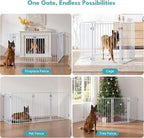 No Pawblems Full Metal Free Standing Dog Gate with Door, 36'' Tall | Foldable Dog Fence for Indoor & Outdoor, Up to 78 Inch Extra Wide Pet Gate for Stairs, Doorways, Deck, Yard, 3 Panels, White