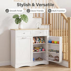 kepptory 37" High Dog Feeding Station with Storage Drawer, Pet Organizers and Storage Adjustable Shelf, Dog Feeder Station, Pet Storage Cabinet for Cats and Dogs (White)