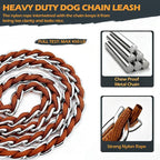 S-ETOVUS-Chain Dog Leash, Bite-Proof Metal Leash, with Padded Handle | Three Sizes 7.25FT/5.2FT/4FT, Woven From Nylon Rope And Chain, Durable And Bite-Resistant, Comfortable With Padded Handles