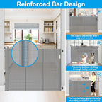 42 Inch High Retractable Baby Gates Extra Tall Retractable Pet Gate with Reinforced Strips 55 Inch Wide No Sag Mesh Baby Gate for Stairs Anti-Scratch Extra Tall Dog Gates for Doorways, Gray
