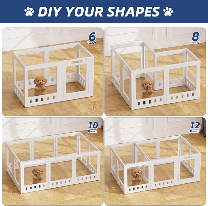 Clear-air Dog Playpen, Extension Pack to Add Panels and Gate Doors for Acrylic Dog Playpen, Clear Dog Play Pen Add-On Supply, 30", 2 Panels, White