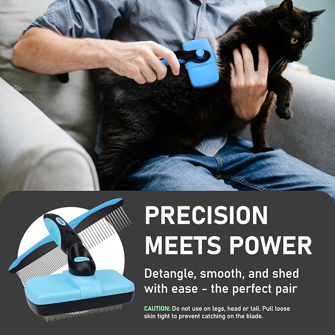 Maxpower Planet Pet Grooming Brush - Double Sided Shedding and Dematting Undercoat Rake Comb for Dogs and Cats,Extra Wide (C2 - Brush & Comb, Large)