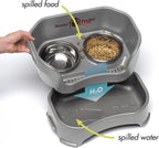 Neater Feeder Deluxe Mess-Proof Elevated Dog Bowls for Small Dogs (Up to 19 lbs), 2 Height Adjustable (6” & 7.5”) No-Spill Raised Dog Bowl Stand, Stainless Steel Food Bowl Set, Made in USA, Gunmetal