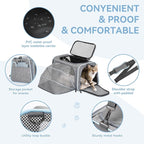 Petsfit Small Expandable Cat Carrier for Air Travel, Up to 9 lb | 16 x 10 x 9 in; sized for Alaska Airlines, with locking zippers, an interior safety tether and multi-side ventilation.