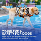 Dog Life Jacket — Premium Swim Vest with SafeChin Anti-Choke Collar | PAWS Aboard Grey Camo | RapidLift Rescue Handle, D-Ring, Reflective Trim | Boating, Kayaking, Pool | Large (50–80 lbs)