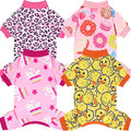 XPUDAC 4 Pack Dog Pajamas Soft Strechy Duck Pink Print Puppy Clothes for Small Medium Dogs Girl Boy Cat Apparel-2X-Large