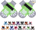 PUPTECK Anti-Slip Dog Socks with Double Sides Grips for Small Medium Large Dogs Hardwood Floors Prevents Licking, Dog Shoes for Hot Pavement Traction Control for Senior Dogs, Fluorescent Green, XS
