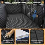 Waterproof Hard Bottom Back Seat Extender for Dogs XL, Truck SUV Cover | Honeycomb board, Waterproof, Non-slip dog hammock for car SUV, Fits most cars, Dog seat belt, Mesh window & 2 storage pockets