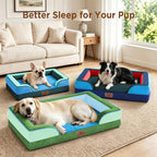 Comfort Expression Orthopedic Dog Bed for Extra Large Dogs with Bolster | Waterproof Dog Couch Bed with Washable Cover & Non-Slip Bottom, Supportive Egg Crate Foam XL Pet Bed, 42x30 Inch