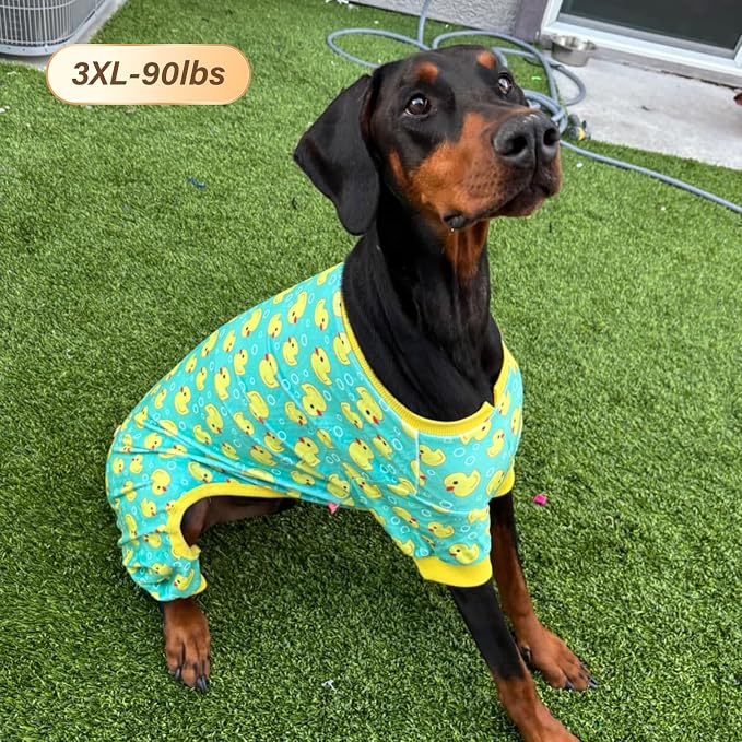 KYEESE Dog Pajamas Velvet Dog Pajamas Large Sized Dogs Soft Dogs Clothes Pjs with Whale Pattern Stretchy Pet Jammies Coat Comfy Pet Onesie Costume, 3X-Large