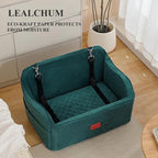 Lealchum Dog Car Seat for Medium/Large Dogs,2 Clip-On Safety Leashs for 2 Small Dogs,Removable and Washable Comfy Pet Car Seat,Easy to Install and Clean (Green, Large)
