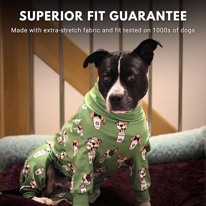 Spark Paws Dog Pajama, Dog Recovery Suit Male, Onesie, Ultra-Soft and 4-Way Stretch, for Small Medium and Large Breeds - Pup Cup - 3XL