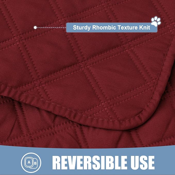 Smiry Waterproof Reversible Pet Couch Covers for Dogs | Pet Friendly, Soft Fabric, Washable Sofa Furniture Protector for Dogs Cat Kids, Checkered (68"x82", Wine Red/Wine Red)