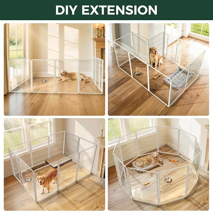 FXW AuraSpace Pro Acrylic & Wire Mesh Indoor Dog Playpen, 40" H, 10 Panels | Clear View, Heavy-duty Metal, Flexible Layouts, Easy Walk-Through, For Medium & Large Dogs, Patented