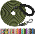 NTR 50FT Dog Long Leash, Rope Dog Leash with Swivel Lockable Hook and Comfortable Padded Handle, Dog Training Leash Lead for Walking, Hunting, Camping, Backyard for Small Medium and Large Dogs
