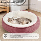 Love's cabin Round Donut Cat and Dog Cushion Bed, 20in Pet Bed for Cats or Small Dogs, Anti-Slip & Water-Resistant Bottom, Super Soft Durable Fabric Pet beds, Washable Luxury Bed Dusty Rose Stripe