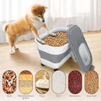 Dog Food Storage Container 17 lb, Airtight Pet Food Storage Containers with Wheels & Removable Sealed Lid, Collapsible Cat Food Containers Dry Food with Scoop and Measuring Cups