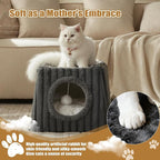 Dogpals Indoor Cat House - Large Cat Cave Bed with Fluffy Balls, Foldable Cat Bed Cave and Apartment with Pads, Suitable for Multiple Small and Large Cats, 18.5x15.4x15.4inches (Deep Grey, XL)