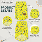 Parisian Pet Cactus Dog Shirt - Cotton Clothes for Small Dogs - Stylish Tropical Yellow Dog Outfit - Lightweight and Soft Puppy Clothes - Trendy Tshirts for Dogs - Comfortable Summer Camp Pet Apparel