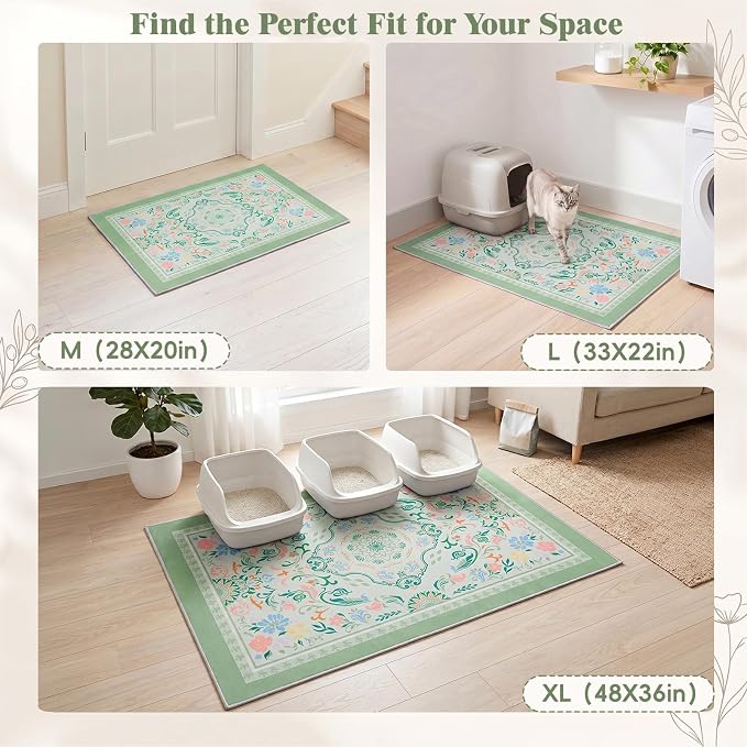 Bienbee Cat Litter Mat, 2 Pack 33" x 22" Machine Washable for Litter Boxes | Cat Litter Rug with Waterproof Backing, Non-Slip Grip and Soft On Kitty Paws to Catch Litter and Protect Floor