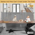 Reinforced 159 Inch Extra Wide Retractable Dog Gate with Support Rods, Indoor/Outdoor Retractable Gate, Prevent Babies and Dogs from Crawling Through Mesh Baby Gates for Doorways Extra Wide, Gray