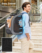 Pecute Cat Backpack Carrier,Large Space Cat Bubble Backpack,Ergonomic,Gray | Color Blocking,Sunshade curtain,Folding bowl,Transparent window,Sturdy,Large mesh on both sides for breathability