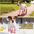 Dog Shoes for Small Dogs, Dog Boots & Paw Protectors for Hot Pavement Winter Snow Hiking, Anti-Slip Dog Booties for Hardwood Floor Pink Size 2