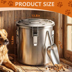 30LB Stainless Steel Dog Food Storage Container with Lid & Scoop, Large Metal Dog Food Container for Dry Pet Food, Pet Food Storage Container for Kibble, Cat Food and Treats